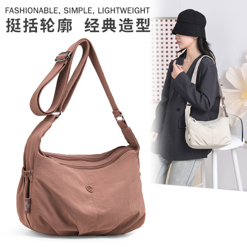 Fashionable ladies shoulder bag casual travel crossbody bag lightweight water-resistant nylon cloth bag fashionable shopping commuting bag