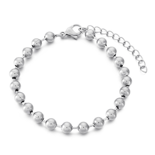 European and American cross-border wholesale titanium steel color-free circle 18K round beads high-end fashion versatile gold bracelet for women