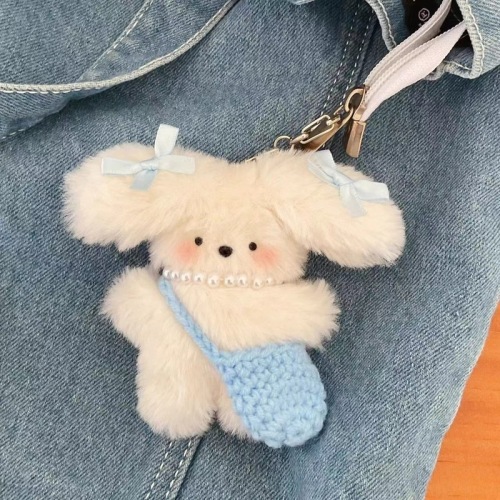 Rabbit Ins bow pendant cute flying plush doll hanging ornament doll keychain school bag gift