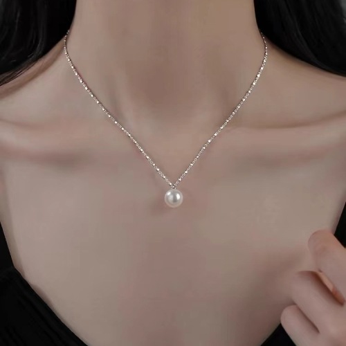 925 silver-plated pearl necklace for women new style hot collarbone chain high-end light luxury necklace