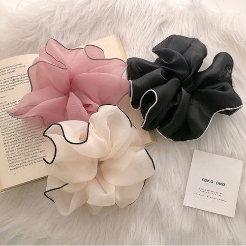 French blogger ~ Xiaoxiang style contrasting color mesh hair ring large-sized hair rope large intestinal circle ins internet celebrity girl hair accessories headdress
