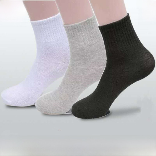 Spot solid color mid-tube men's and women's socks, travel day throw hotel socks, construction site playground cheap socks