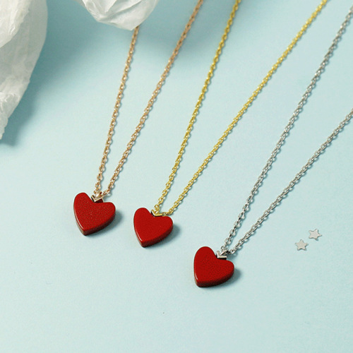 New Korean simple red heart collarbone chain agate stone love heart pendant handmade minimalist red stone cross chain necklace