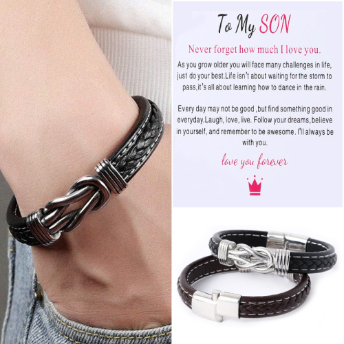 European and American fashion commuting bracelet men's bracelet leather bracelet alloy magnetic twist punk bracelet