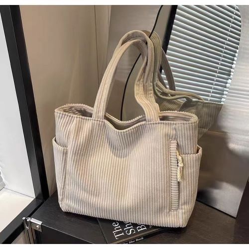 Corduroy bag for women large capacity new autumn and winter casual one-shoulder shopping bag high-end commuting toy bag