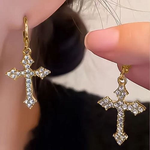 Cross-border special for niche women's earrings, light luxury summer earbud earrings, summer high-end cross earrings