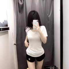 V-neck short-sleeved T-shirt for women in summer new slim fit and slim hot girl American high-waisted short top trendy