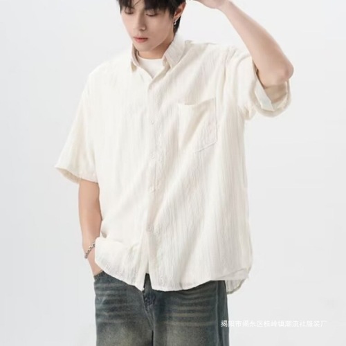 Popular retro shirt men's summer clothing, Hong Kong style loose casual and versatile interesting new men's tops outside wear