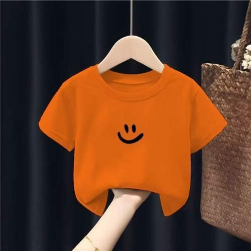 Boys short-sleeved T-shirt for children in summer solid color 2024 new big children's top summer half-sleeved versatile base children's clothing