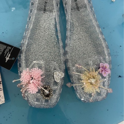 New Korean style shoes, flower jelly shoes, accessories, hole shoes, crystal shoes, decorative sequins, pearl flowers, square sandals buckle