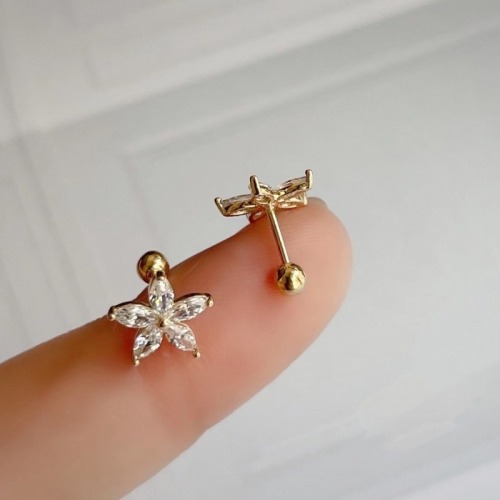 Gold earrings, earrings, screws, earrings, mini minimalist commuting