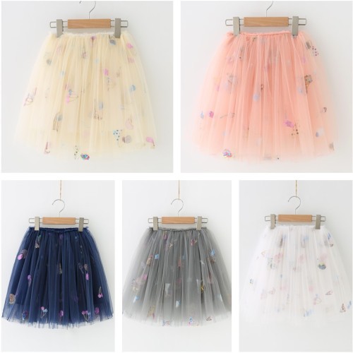 New children's skirt colored mushroom skirt embroidered three-dimensional sequin puffy skirt children's beautiful versatile princess skirt