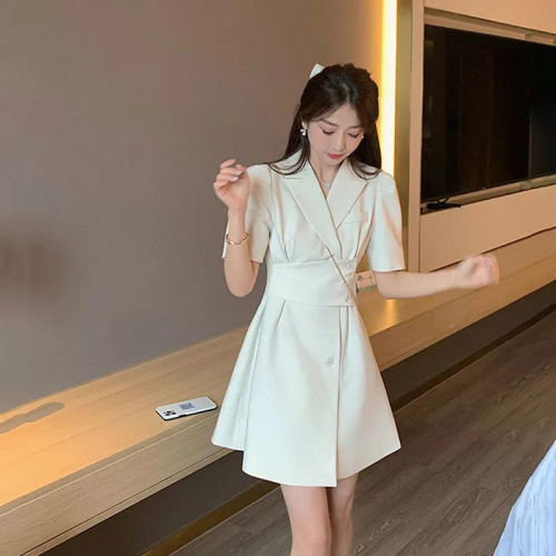 Women's summer dress new style waist-hugging and short-sleeved suit skirt