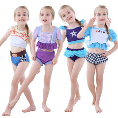 2023 new small and medium-sized children and girls split swimsuit set mermaid Rapunzel skirt cute one-piece hair generation