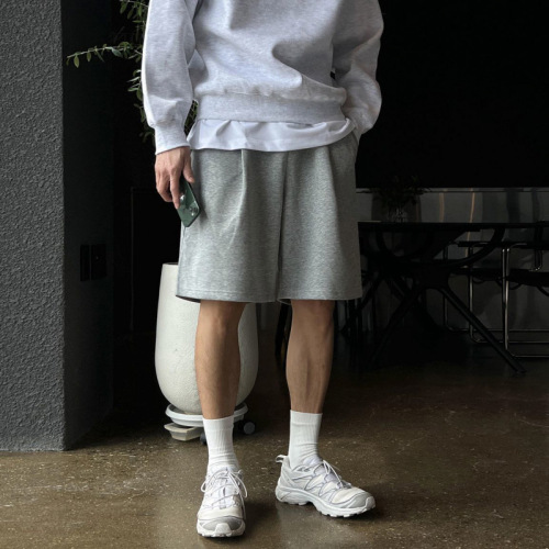 MYQ simple casual sports shorts men's summer loose wide-leg five-point pants Korean commuter pure cotton medium pants