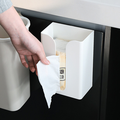 Wall-mounted non-marking paper tissue box for kitchen and bathroom without punching and pasting plastic multifunctional tissue box