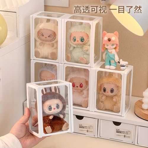 Labubu display box glass labu cloth glue doll storage box cotton doll blind box figure transparent baby cabinet