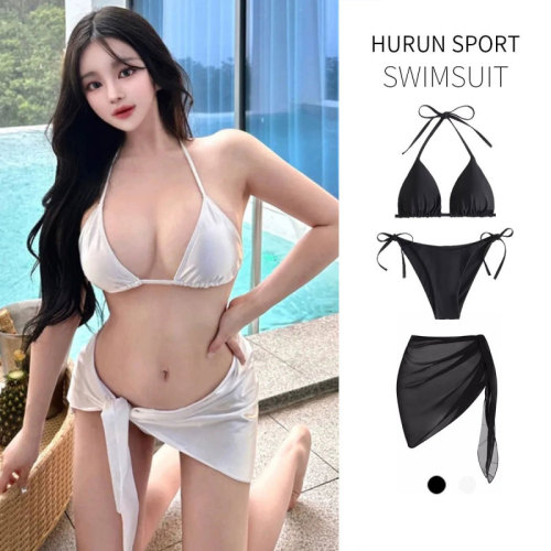 Swimsuits for women in summer sexy three-point bikini straps art test swimsuits European and American beach vacation hot springs