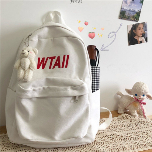 Schoolbag women Korean version of high school Harajuku ulzzang backpack junior high school students simple versatile canvas backpack ins trendy