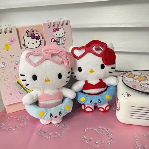 Cartoon animation hot selling swimming ring bikini KT keychain pendant cat doll girl back packaging decoration small doll