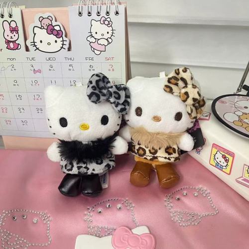 Cartoon hot sale new style leopard print KT pendant cute plush doll bag pendant hanging decoration backpack pendant wholesale