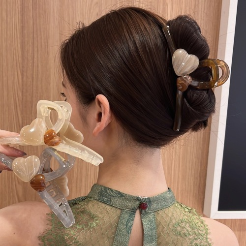 Acrylic color-blocking large-size grabbing hair accessories double love shark clip hair clip