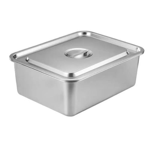 304 stainless steel cat litter pan flat square basin with thick rectangular tray, canteen rice steamer plate, dish basin with lid square plate