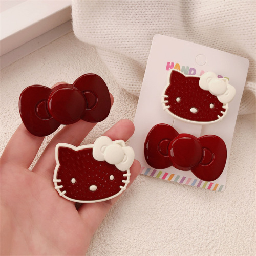 Encore red cute sweet cat hair clip bow girl headdress bangs side clip hair card hair accessories hair clip