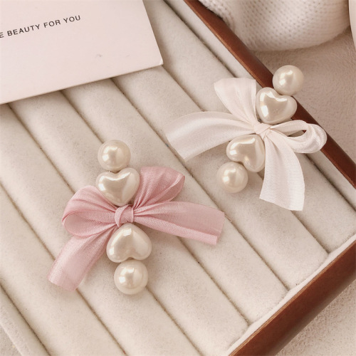 Sweet Highlight Pearl Bow Hairpin Love Duck Bite Clip Women's High-end Side Band Clip Hair Card