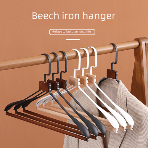 High-end light luxury hanger, niche modern anti-slip clothing store commercial shop beech wood stainless steel metal wardrobe home use