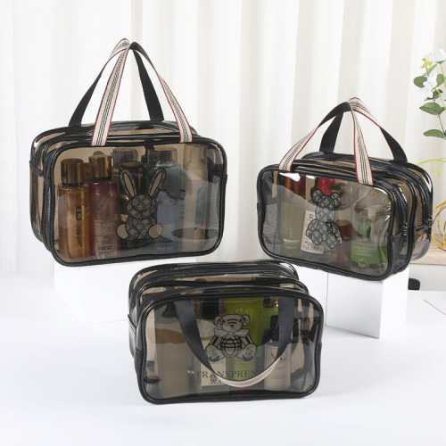 PVC double-layer large-capacity dry and wet separation makeup bag thickened waterproof toiletry bag swimming fitness travel storage bag