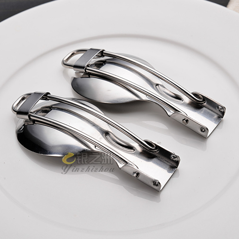 Stainless steel folding spoon, folding tableware, knife, salad spoon, folding spoon with fork, outdoor portable set