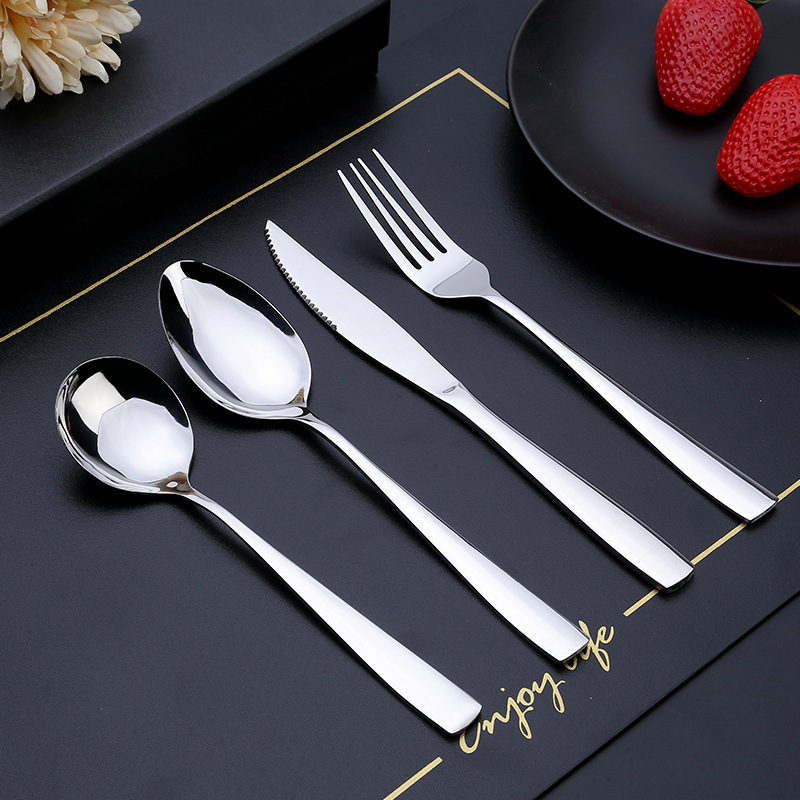 410 stainless steel tableware hotel restaurant western food knife, fork and spoon set western steak knife and fork tea spoon fork spoon
