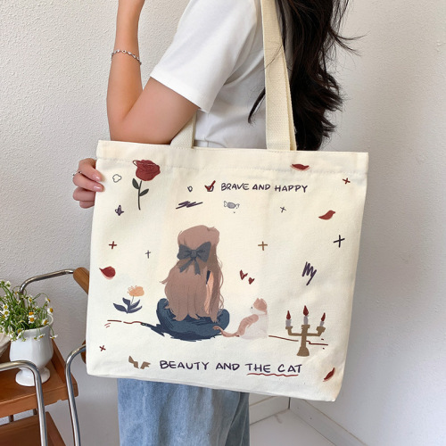 2024 New Canvas Bag Large Capacity Shoulder Bag Korean Version Versatile Tote Bag Manufacturer Wholesale Work Commuting Bag