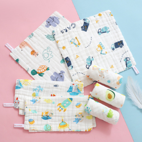 Six-layer pure cotton square towel, cotton baby square towel, gauze towel, gauze saliva towel, high-density children's towel