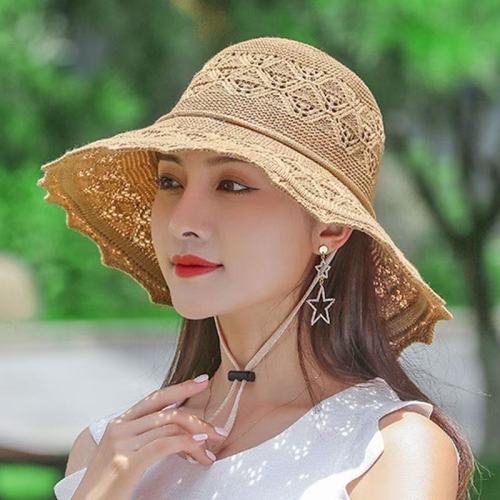 New summer women's Korean version of sun hat large brim hat lace sun protection sun protection sun protection hat foldable beach hat