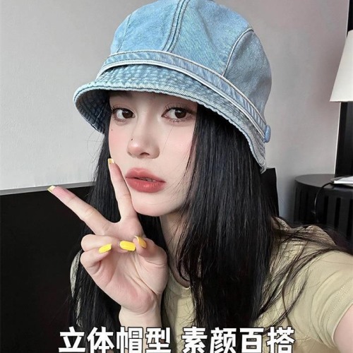 Korean version of versatile face-showing little cowboy fisherman hat for women spring and summer new British short-brimmed beret basin hat can be folded for four seasons