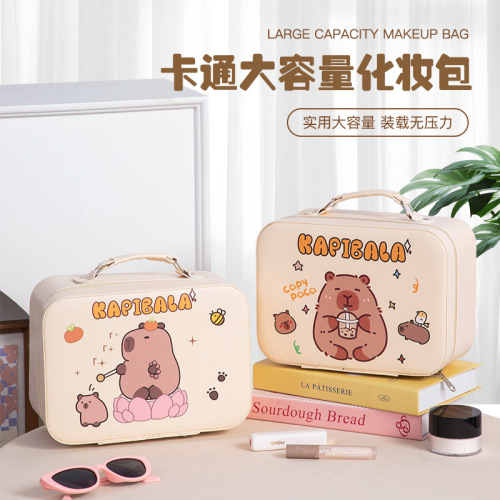 New cartoon large mirror makeup box high-value children's souvenir storage box large capacity PU waterproof suitcase