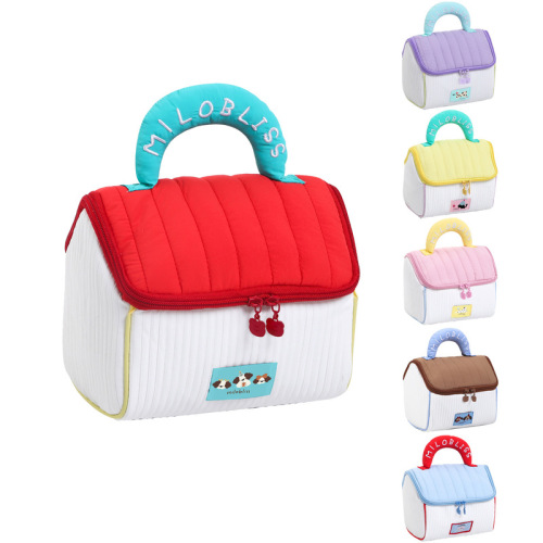 Cute small house makeup bag large capacity high-quality toiletries bag high-value small house hand-held cosmetic storage bag