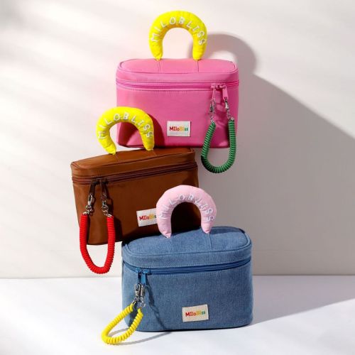 Xiaohongshu makeup bag large capacity cute contrasting color handheld waterproof toiletries for women's skin care products storage bag