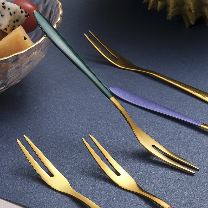 Fruit fork stainless steel 304 household thickened dessert watermelon fork cake pick set creative fruit pick gift