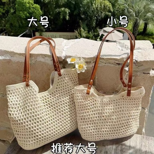 Beach shoulder bag, fresh and minimalist woven bag for coastal vacation, large capacity single-shoulder bag