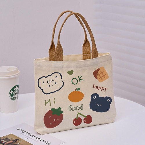 2024 new cute cartoon Japanese canvas bag tutoring bento bag women's bag handbag
