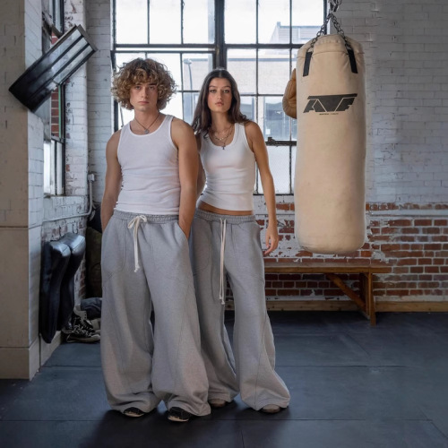 European and American foreign trade cross-border embroidery men and women unisex street fashion wide-leg long pants hip-hop loose casual pants