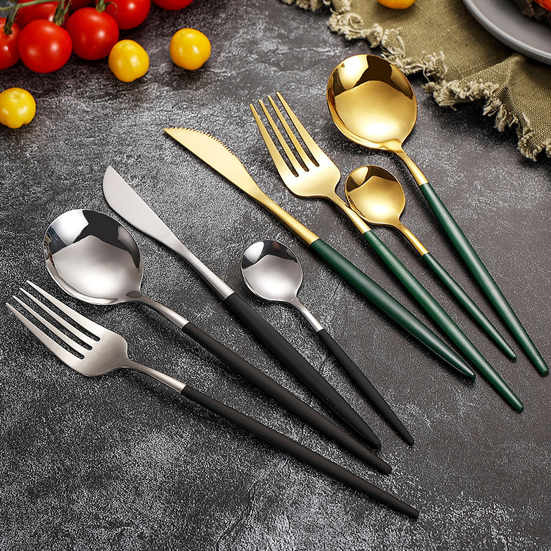 Portugal stainless steel knife and fork spoon western tableware steak knife and fork set ins cross-border tableware knife and fork spoon four-piece set