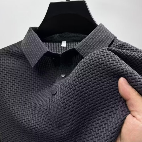 Vintage Ice Silk Polo Shirt for Men - Summer New Arrival Solid Color Collared Half-Sleeve Shirt Top Trendy Short-Sleeve T-Shirt