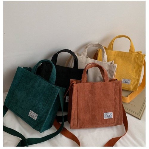 2025 New Plush Corduroy Canvas Bag Women's Single Shoulder Crossbody Handbag Korean Style Small Square Bag Dropshipping One Piece