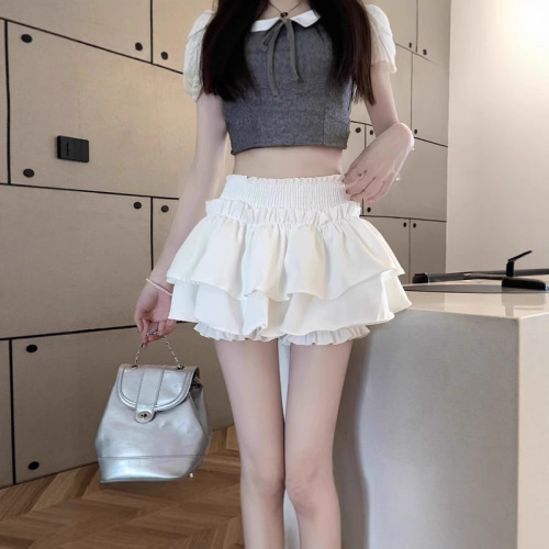 Flower bud skirt white puffy high waist new ballet ruffled wind shorts cake skirt skirt summer female spicy sweet 