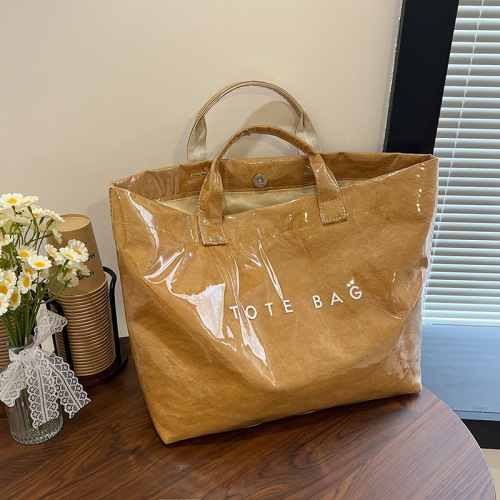 Tot Bag Retro Dupont Letter Casual Versatile Handbag Minimalist Transparent Simple Commute Large Capacity Bag For Women