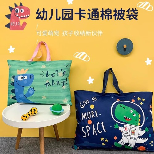 Manufacturer cute cartoon kindergarten quilt storage bag handbag children's quilt storage waterproof Oxford quilt bag